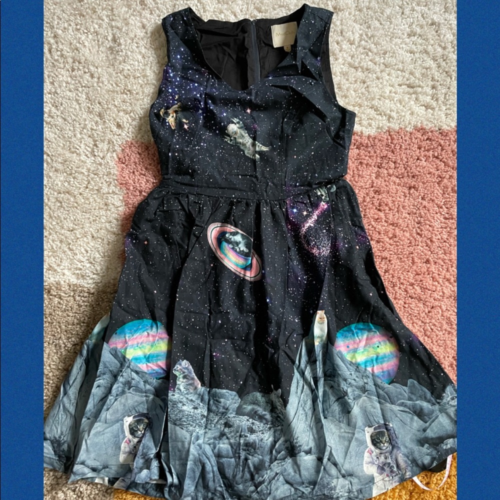 ModCloth Space Cat Dress Size S NWOT